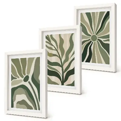 Gallery wand plantenpatronen in groen- en tintenbeige