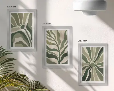Gallery wand plantenpatronen in groen- en tintenbeige