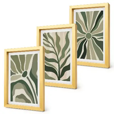 Gallery wand plantenpatronen in groen- en tintenbeige