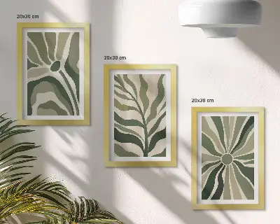 Gallery wand plantenpatronen in groen- en tintenbeige