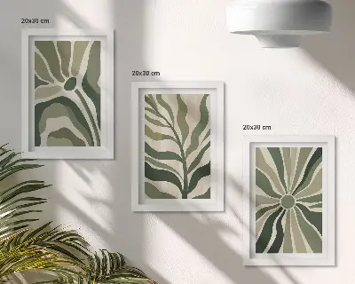 Gallery wand plantenpatronen in groen- en tintenbeige