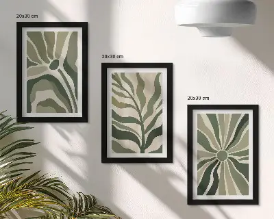 Gallery wand plantenpatronen in groen- en tintenbeige