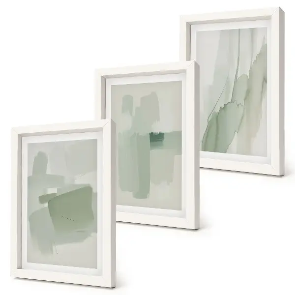 Gallery wall met abstracte patronen in aquarel-stijl