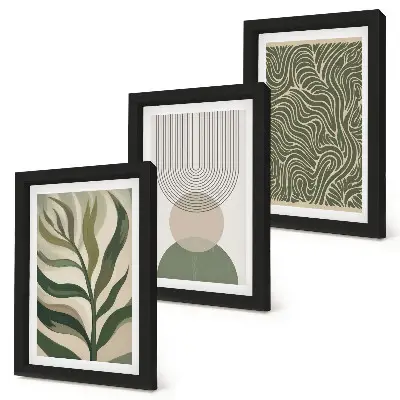 Gallery wall met abstracte bladeren en geometrische vormen