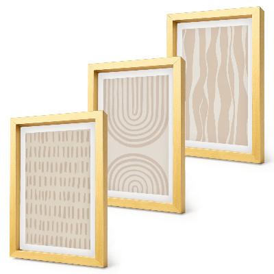 Gallery wall Abstracte patronen in beige en witte tinten.