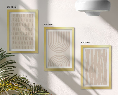 Gallery wall Abstracte patronen in beige en witte tinten.