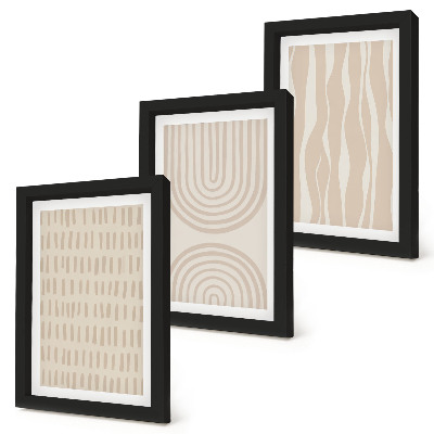 Gallery wall Abstracte patronen in beige en witte tinten.