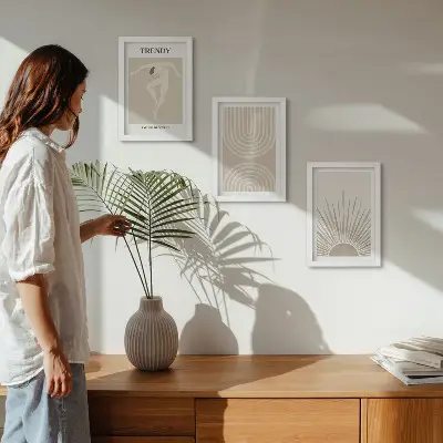 Gallery wall pastelkleurige posters met boho-abstracties