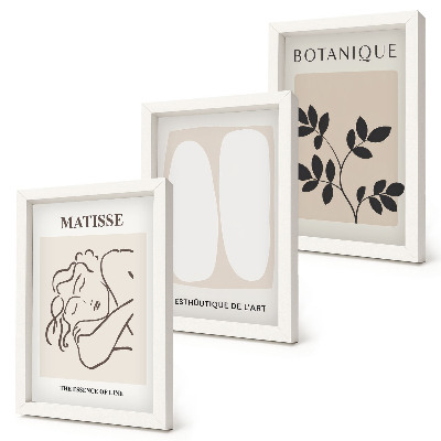 Set van ingelijste schilderijen Stijlvolle minimalistische schilderijen met plantmotieven van Matisse