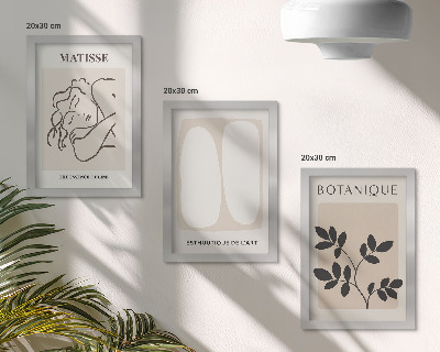 Set van ingelijste schilderijen Stijlvolle minimalistische schilderijen met plantmotieven van Matisse