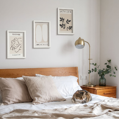 Set van ingelijste schilderijen Stijlvolle minimalistische schilderijen met plantmotieven van Matisse