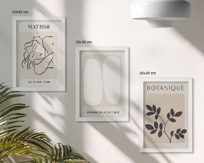 Set van ingelijste schilderijen Stijlvolle minimalistische schilderijen met plantmotieven van Matisse