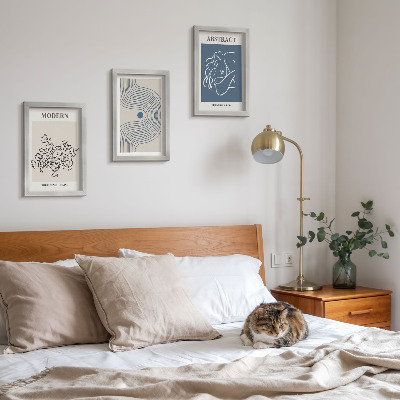 Set van ingelijste schilderijen Posters met bloemen, lijnen en abstracte vormen