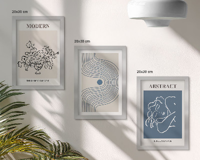 Set van ingelijste schilderijen Posters met bloemen, lijnen en abstracte vormen