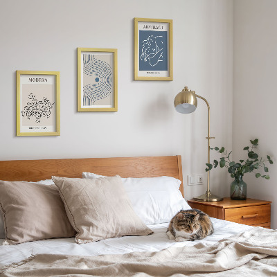 Set van ingelijste schilderijen Posters met bloemen, lijnen en abstracte vormen