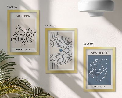 Set van ingelijste schilderijen Posters met bloemen, lijnen en abstracte vormen