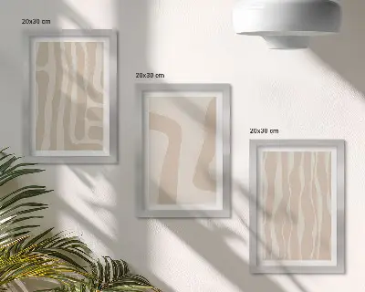 Gallerijwand met abstracte patronen en minimalistische vormen in boho-stijl