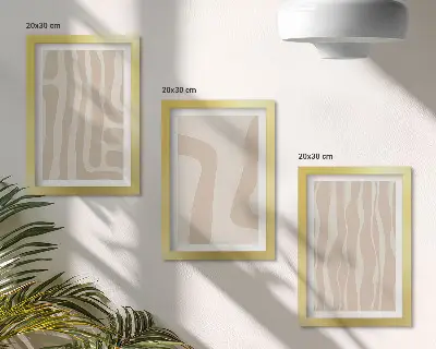 Gallerijwand met abstracte patronen en minimalistische vormen in boho-stijl