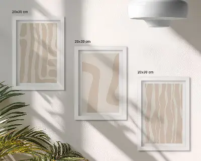 Gallerijwand met abstracte patronen en minimalistische vormen in boho-stijl