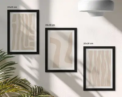 Gallerijwand met abstracte patronen en minimalistische vormen in boho-stijl