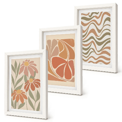 Set van ingelijste schilderijen Pastelkleurige bloemen en abstracte patronen