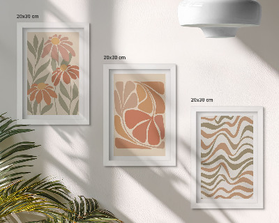 Set van ingelijste schilderijen Pastelkleurige bloemen en abstracte patronen