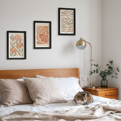 Set van ingelijste schilderijen Pastelkleurige bloemen en abstracte patronen