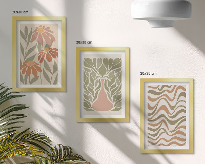 Gallery wall Pastelkleurige bloemenillustraties met golvende abstracte patronen