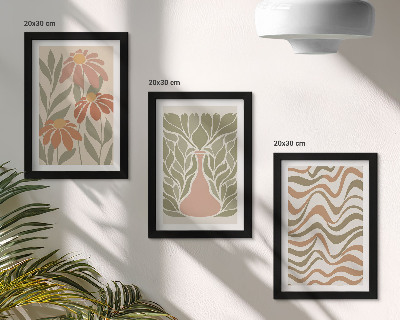 Gallery wall Pastelkleurige bloemenillustraties met golvende abstracte patronen