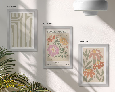 Set van ingelijste schilderijen Poster met botanische motieven, Parijse minimalistische stijl