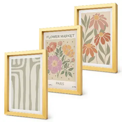 Set ingelijste schilderijen met botanische motieven in Parijse minimalistische stijl