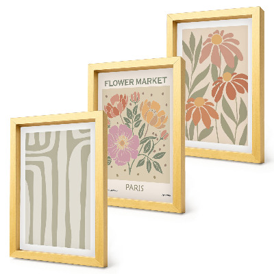 Set van ingelijste schilderijen Poster met botanische motieven, Parijse minimalistische stijl