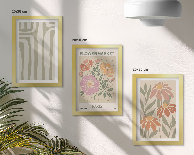 Set van ingelijste schilderijen Poster met botanische motieven, Parijse minimalistische stijl