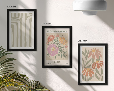 Set van ingelijste schilderijen Poster met botanische motieven, Parijse minimalistische stijl