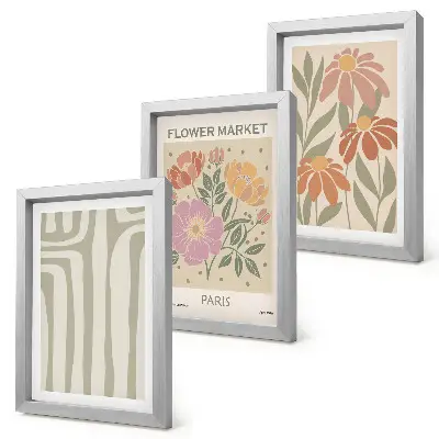 Set ingelijste schilderijen met botanische motieven in Parijse minimalistische stijl