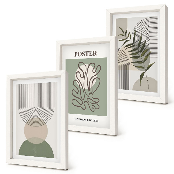 Set van ingelijste schilderijen Geometrische abstracte botanische patronen poster