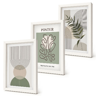 Set van ingelijste schilderijen Geometrische abstracte botanische patronen poster