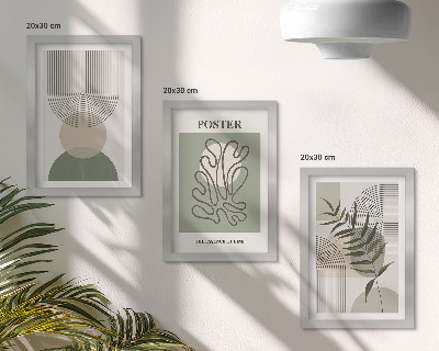 Set van ingelijste schilderijen Geometrische abstracte botanische patronen poster