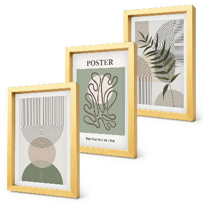 Set van ingelijste schilderijen Geometrische abstracte botanische patronen poster