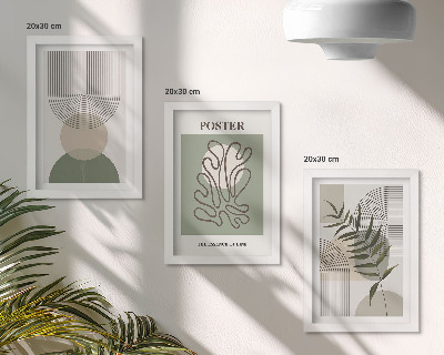Set van ingelijste schilderijen Geometrische abstracte botanische patronen poster