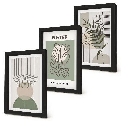 Set van ingelijste schilderijen Geometrische abstracte botanische patronen poster
