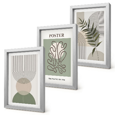 Set van ingelijste schilderijen Geometrische abstracte botanische patronen poster