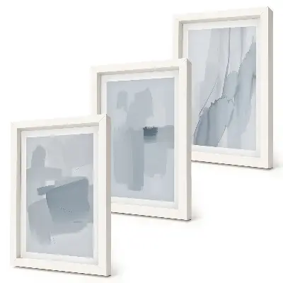 Set van ingelijste schilderijen met abstracte composities in aquarelstijl