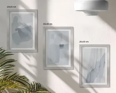 Set van ingelijste schilderijen met abstracte composities in aquarelstijl
