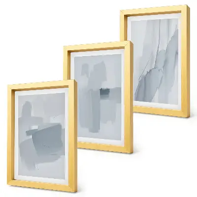 Set van ingelijste schilderijen met abstracte composities in aquarelstijl