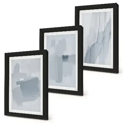Set van ingelijste schilderijen met abstracte composities in aquarelstijl