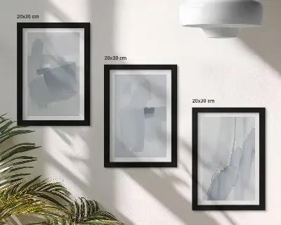 Set van ingelijste schilderijen met abstracte composities in aquarelstijl