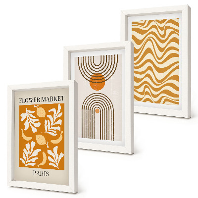 Set van ingelijste schilderijen Modeposters met bloemen- en geometrische patronen