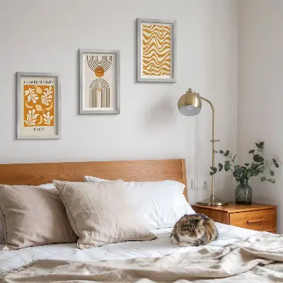 Set van ingelijste schilderijen met bloemen- en geometrische patronen