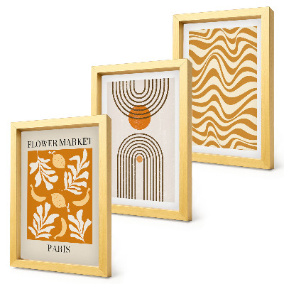 Set van ingelijste schilderijen Modeposters met bloemen- en geometrische patronen
